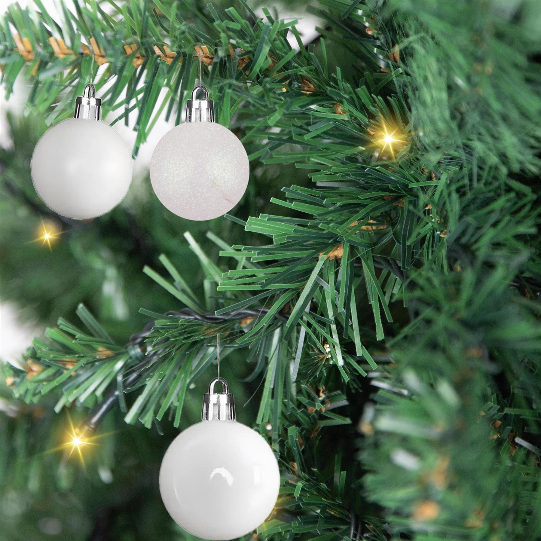 30mm/12Pcs Christmas Baubles Shatterproof White - Image 4