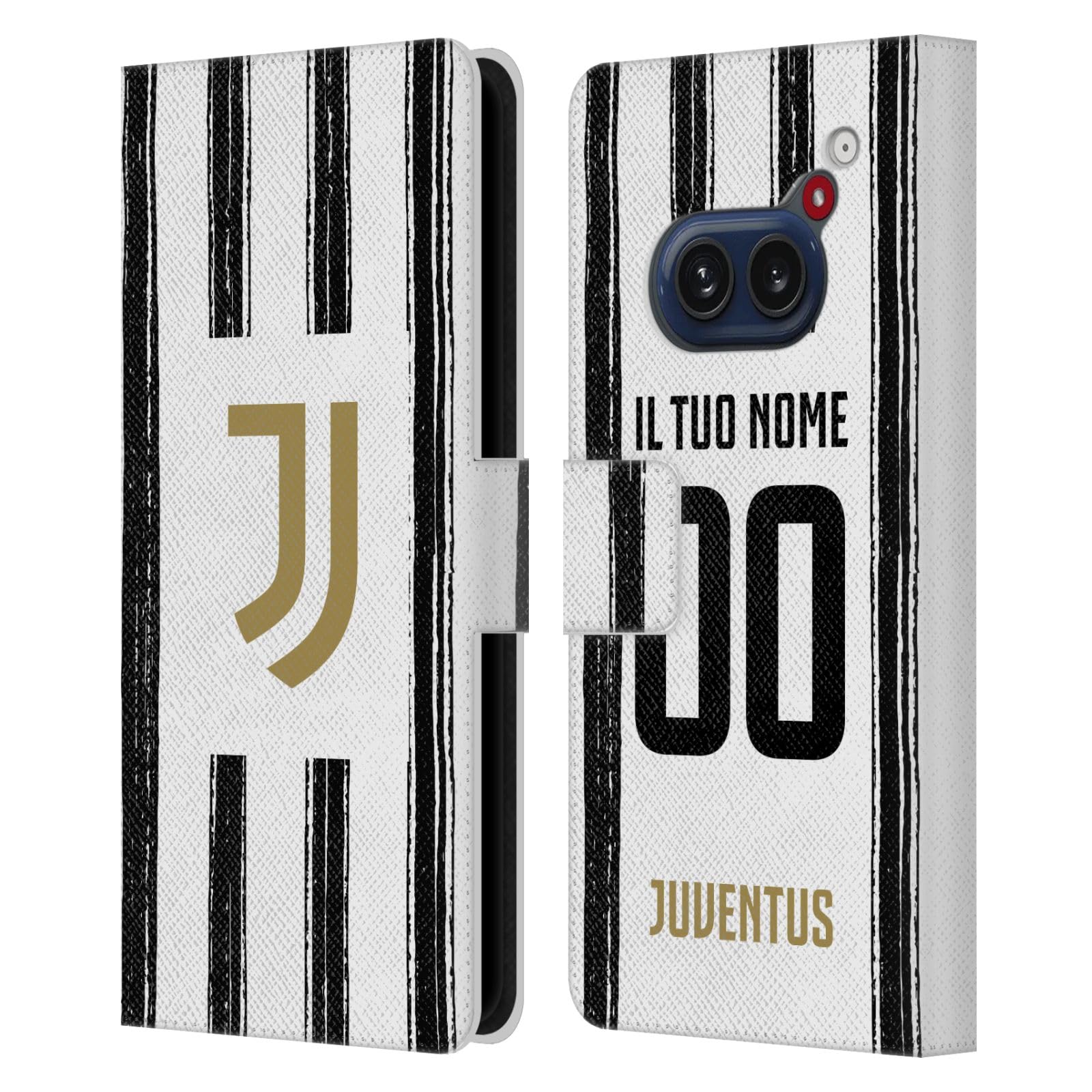 Head Case Designs Officially Licensed Custom Customized Personalized Juventus Football Club Home 2020/21 Race Kit Leather Book Wallet Case Cover Compatible with Nothing Phone (2a)