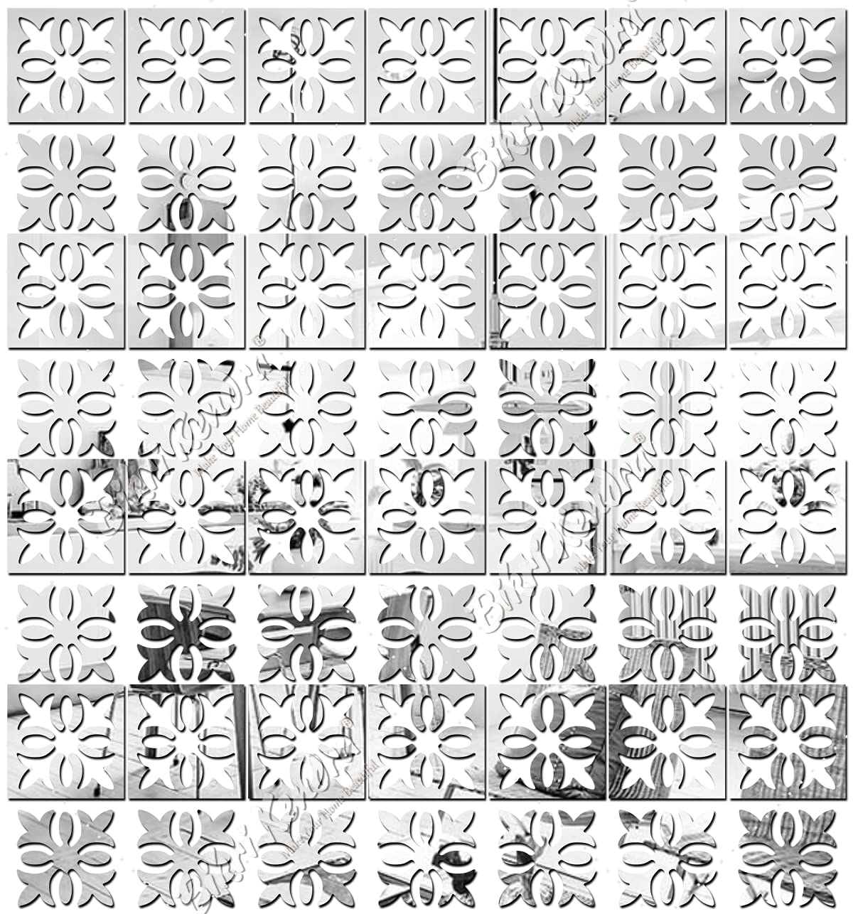 Bikri Kendra - Beautiful Pattern Silver 48-3D Acrylic Decorative Mirror Wall Stickers (B07W4ZG63W) Amazon Price History, Amazon Price Tracker
