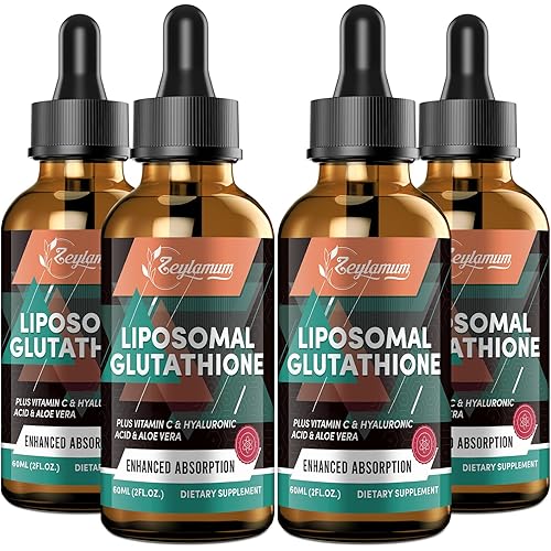 2000MG Liposomal Glutathione Liquid Drops, Ultra High Absorption, Natural Detoxification, Immune System & Skin Supprot*, L-Glutathione, Vitamin C & Hyaluronic Acid, Capsules Alternative, 8.08 OZ