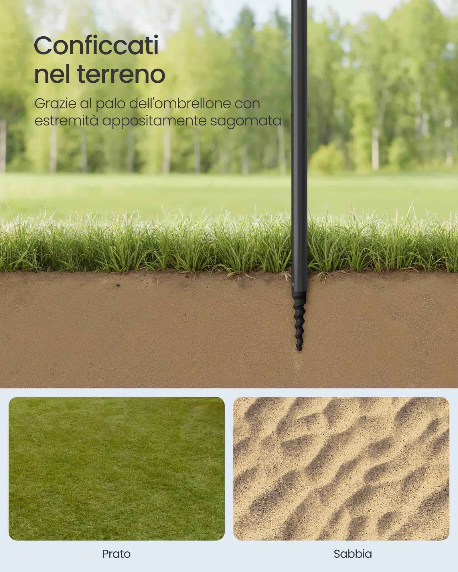 SONGMICS Ombrellone 160 cm UPF 50+ Inclinabile Regolabile Blu