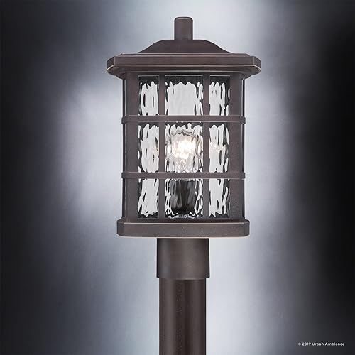 Miniatura 4 de Urban Ambiance Lujo Craftsman - Luz de poste para exteriores, tamaño mediano 16.5 pulgadas de alto x 9.5 pulgadas de ancho, con elementos de estilo