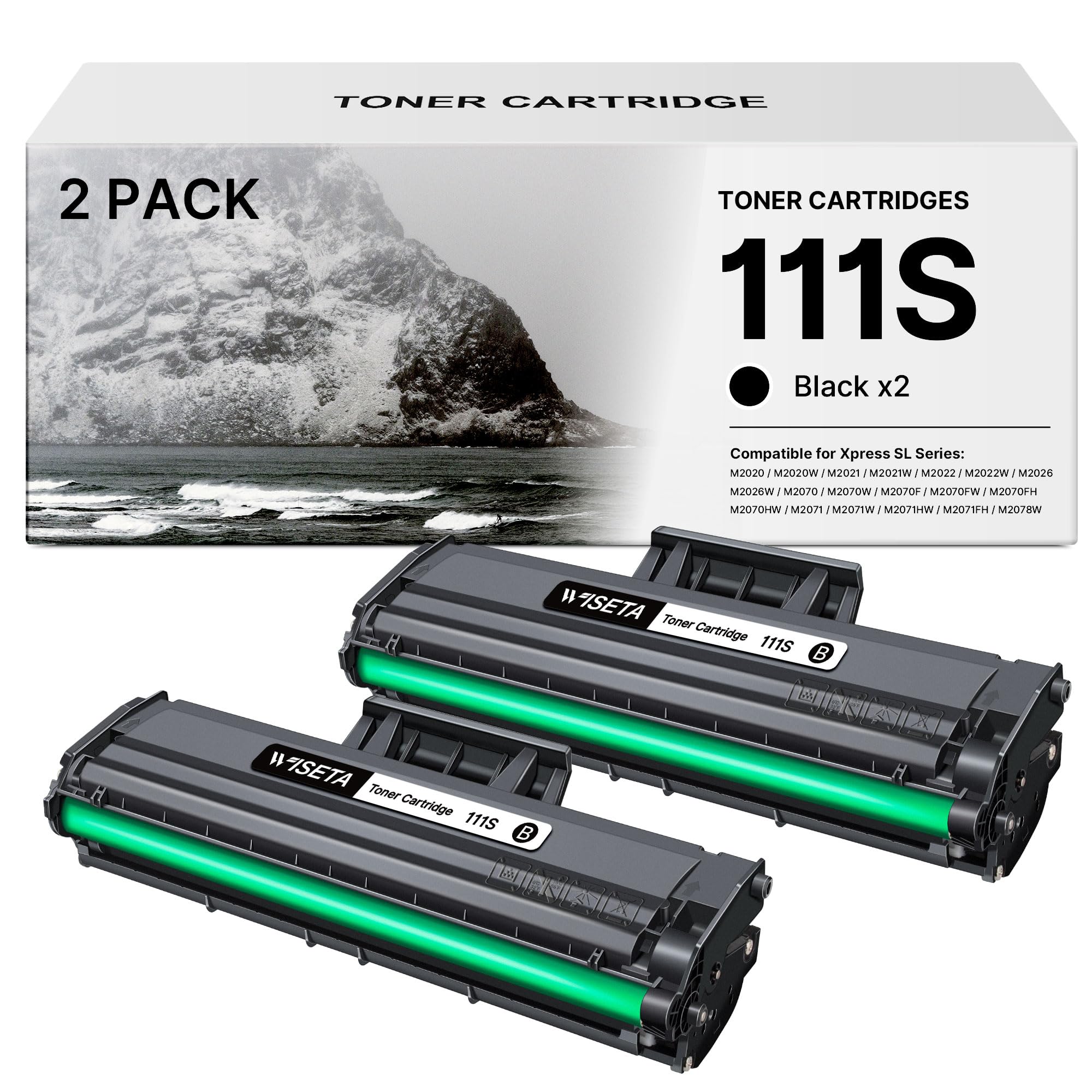 WISETA MLT-D111S Toner Kompatibel für Samsung D111S Druckerpatrone 111s für Samsung Xpress M2070w Toner M2070 M2026W M2026 M2070FW M2020 M2022W M2022 M2070F (Schwarz, 2er-Pack)