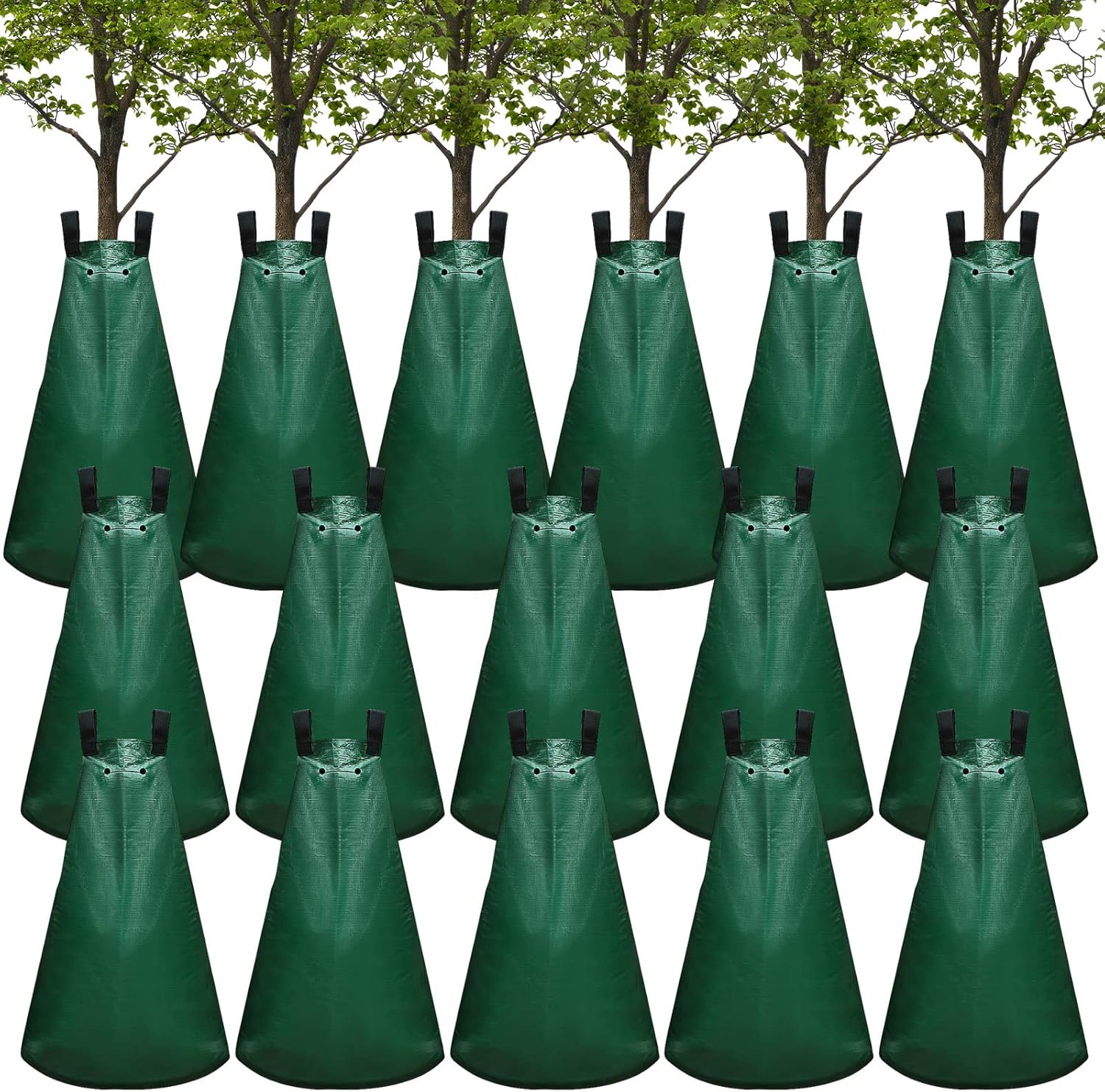 16 Pack Tree Watering Bags, 20 Gallon Slow Release Water Bags for Trees Reusable Heavy Duty Drip Irrigation with 8 Pairs Gardening Gloves for Garden Newly Planted Tree Root