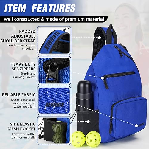 Miniatura 3 de AEROBIX Bolsa de pickleball para mujeres y hombres, bolsa de pickleball con cremalleras y capacidad mejoradas, mochila acolchada de pickleball,