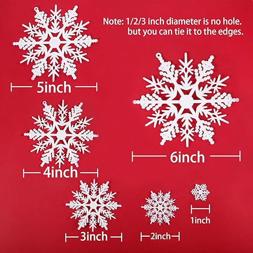 Miniatura 10 de Adornos navideños de copos de nieve blancos de plástico, manualidades colgantes para fiestas de invierno, decoraciones de árbol de Navidad, varios