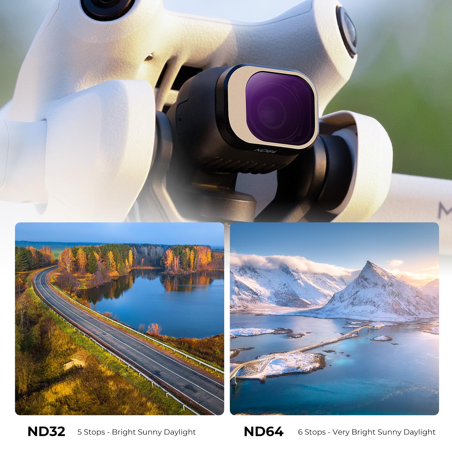 K&F CONCEPT Mini 4 Pro ND Filterset, 4 Stück ND8, ND16, ND32, ND64 Filter Kompatibel mit DJI Mini 4 Pro, mit mehrfach beschichtete HD optisches Glas, Ultraleichter Plastik Rahmen