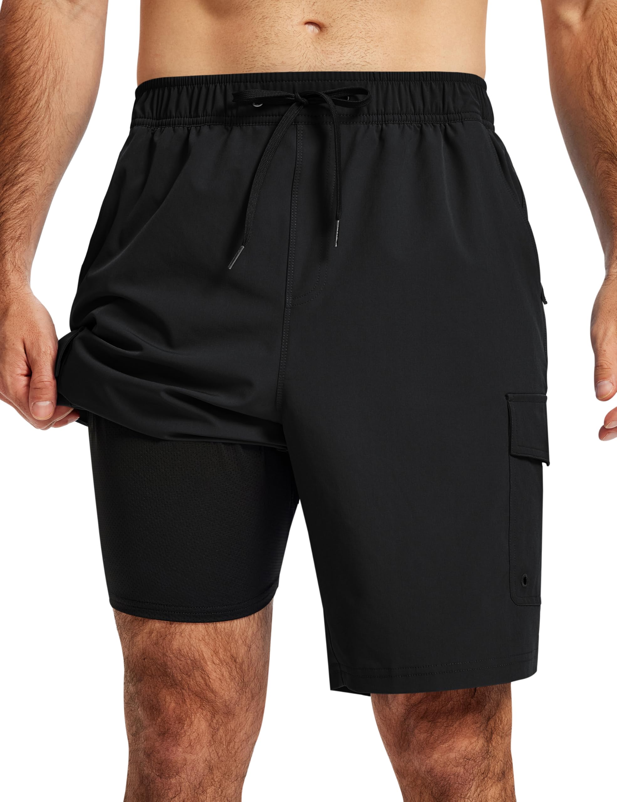 Photo 1 of MoFiz Men's Compression Liner Swim Trunks - 11 Inch, XL, Black