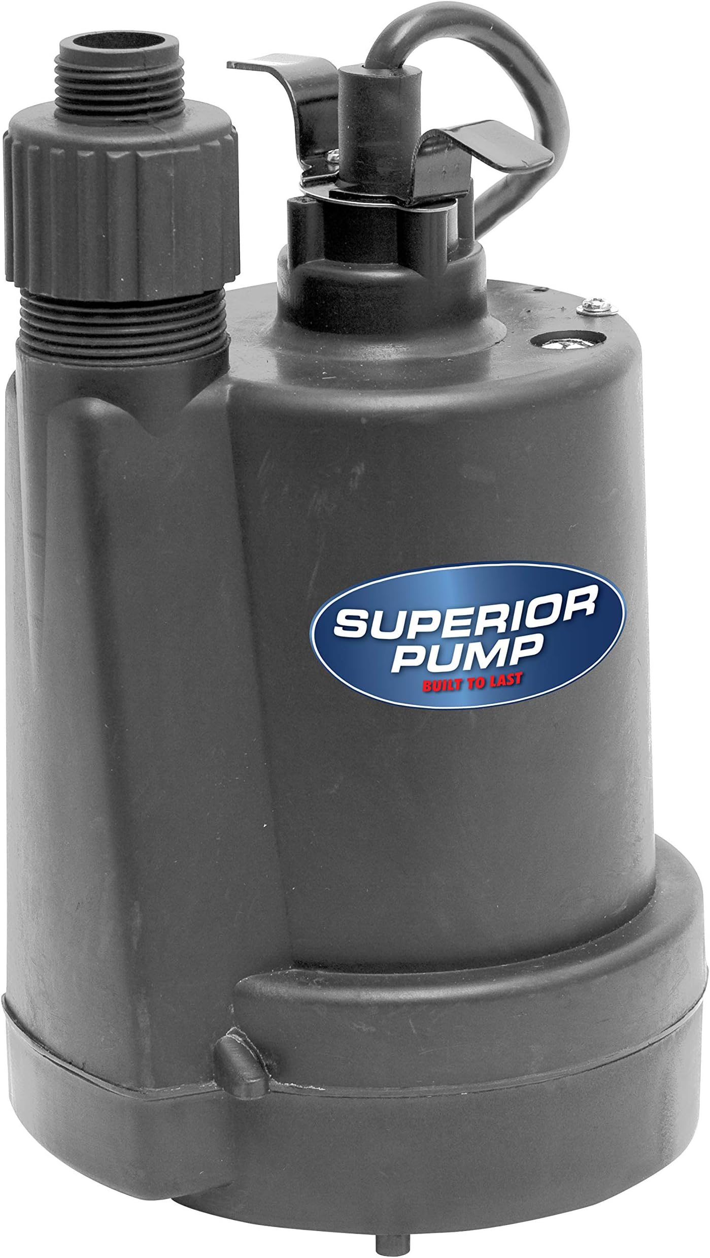 Superior Pump 91025 1/5 HP Thermoplastic Submersible Utility Pump with 10-Foot Cord, Black