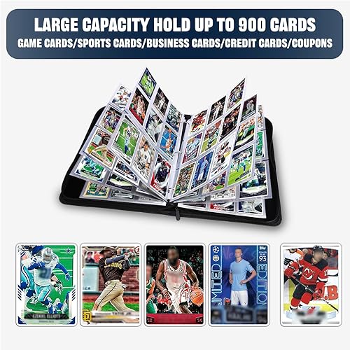 Miniatura 2 de Carpeta de álbum de 900 bolsillos para tarjetas de intercambio, carpeta para tarjetas de béisbol con fundas, álbum coleccionable para tarjetas de