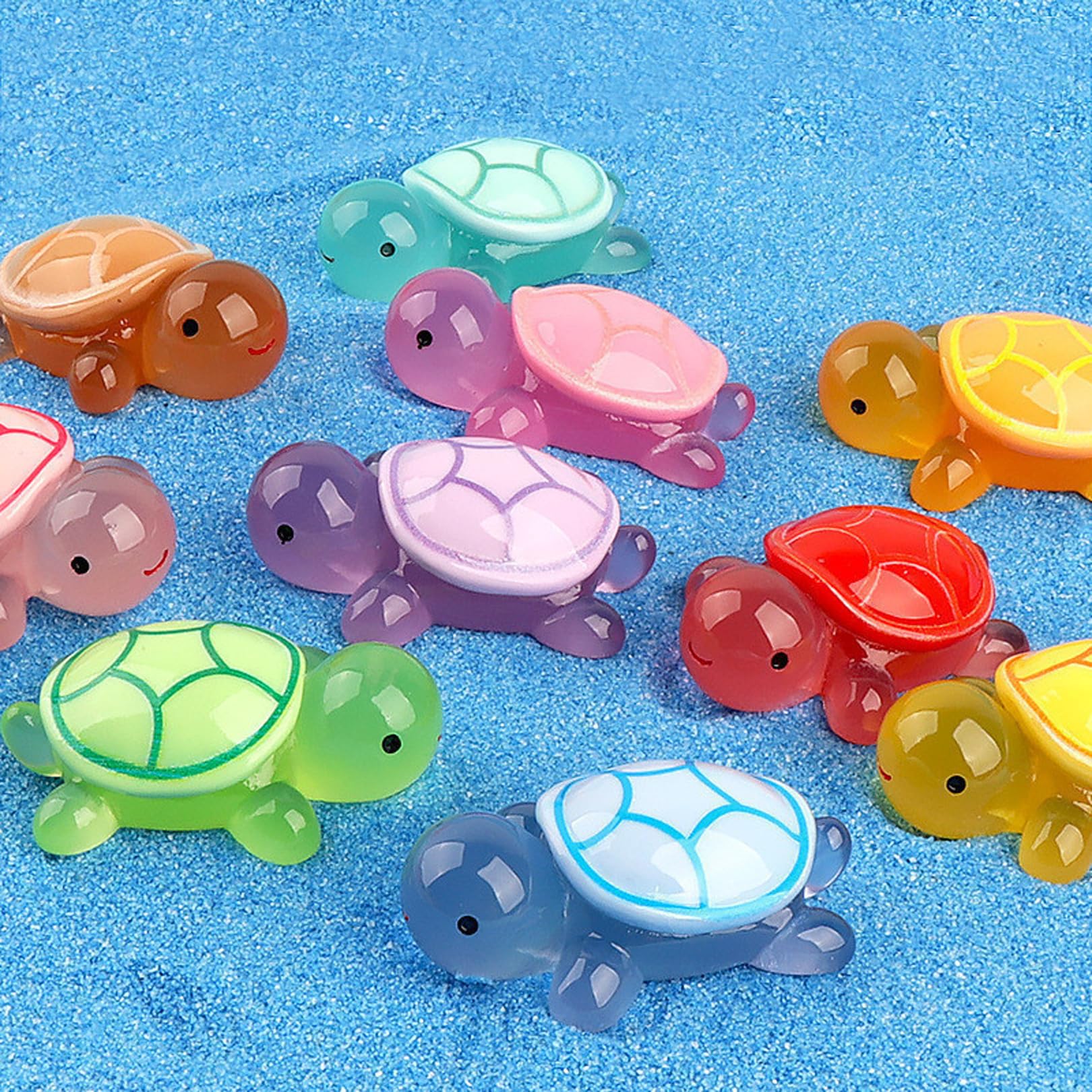 30 Stück Leuchtende Mini-Schildkröten Aus Harz – 2,3x1,5 Cm, Nachtleuchtend, Für Deko, Mini-Gärten & Basteln