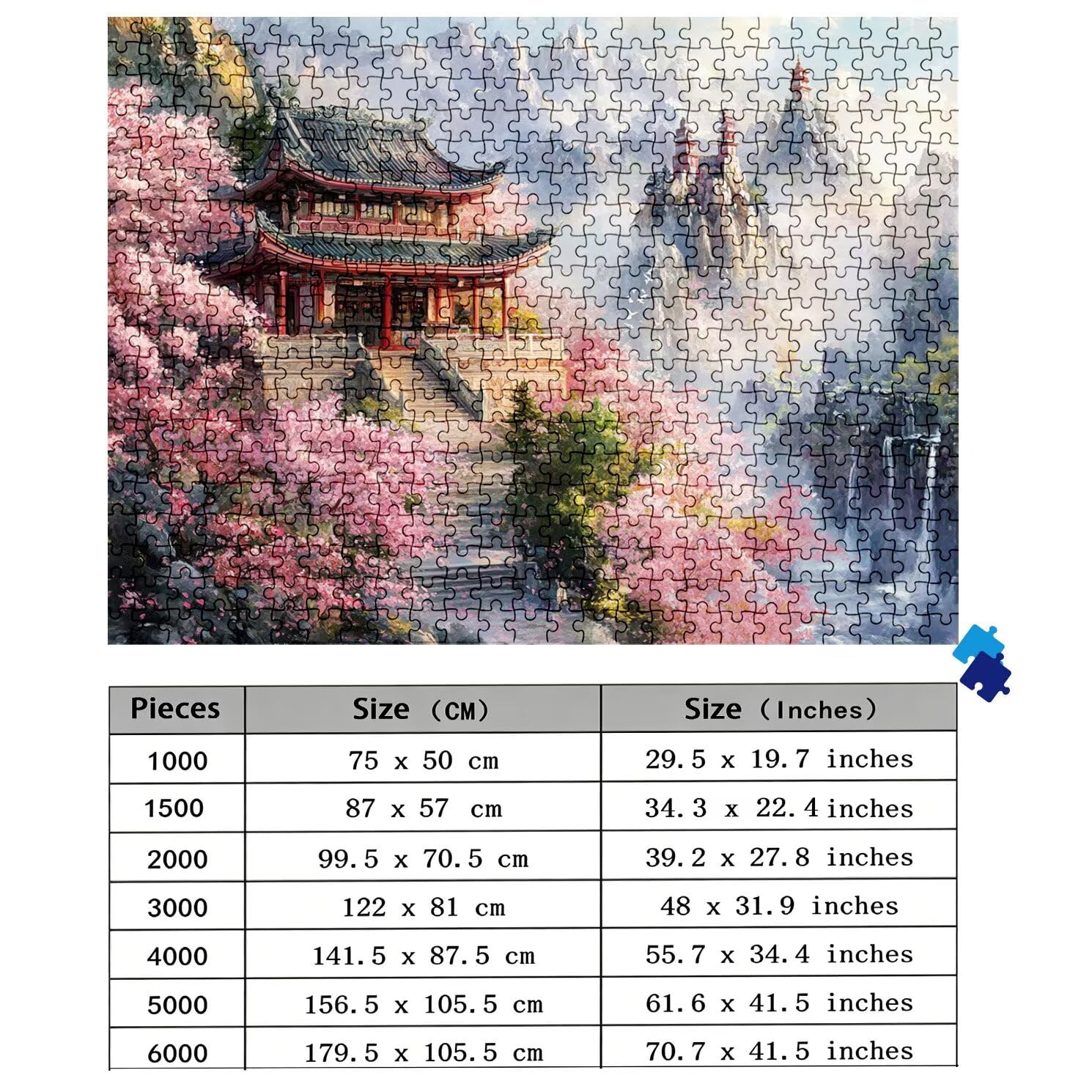 Puzzle 2000 elementów, drewniane puzzle dla dorosłych, kwiaty wiśni, klasyczne puzzle 99,5 x 70,5 cm, gra rodzinna, redukcja stresu, gra myśląca, dekoracja domu, w0-201