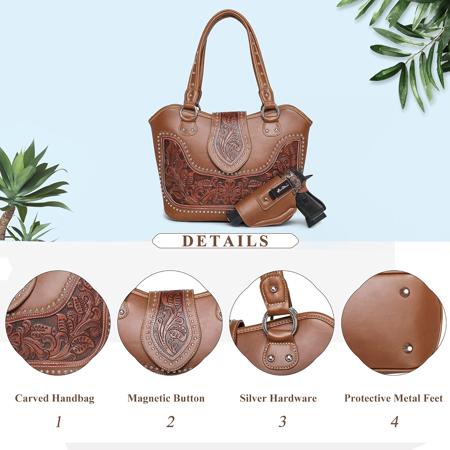 Montana West Western Tote Bag for Women Tooled Shoulder Bag Ladies Purses and Handbags - Image 6