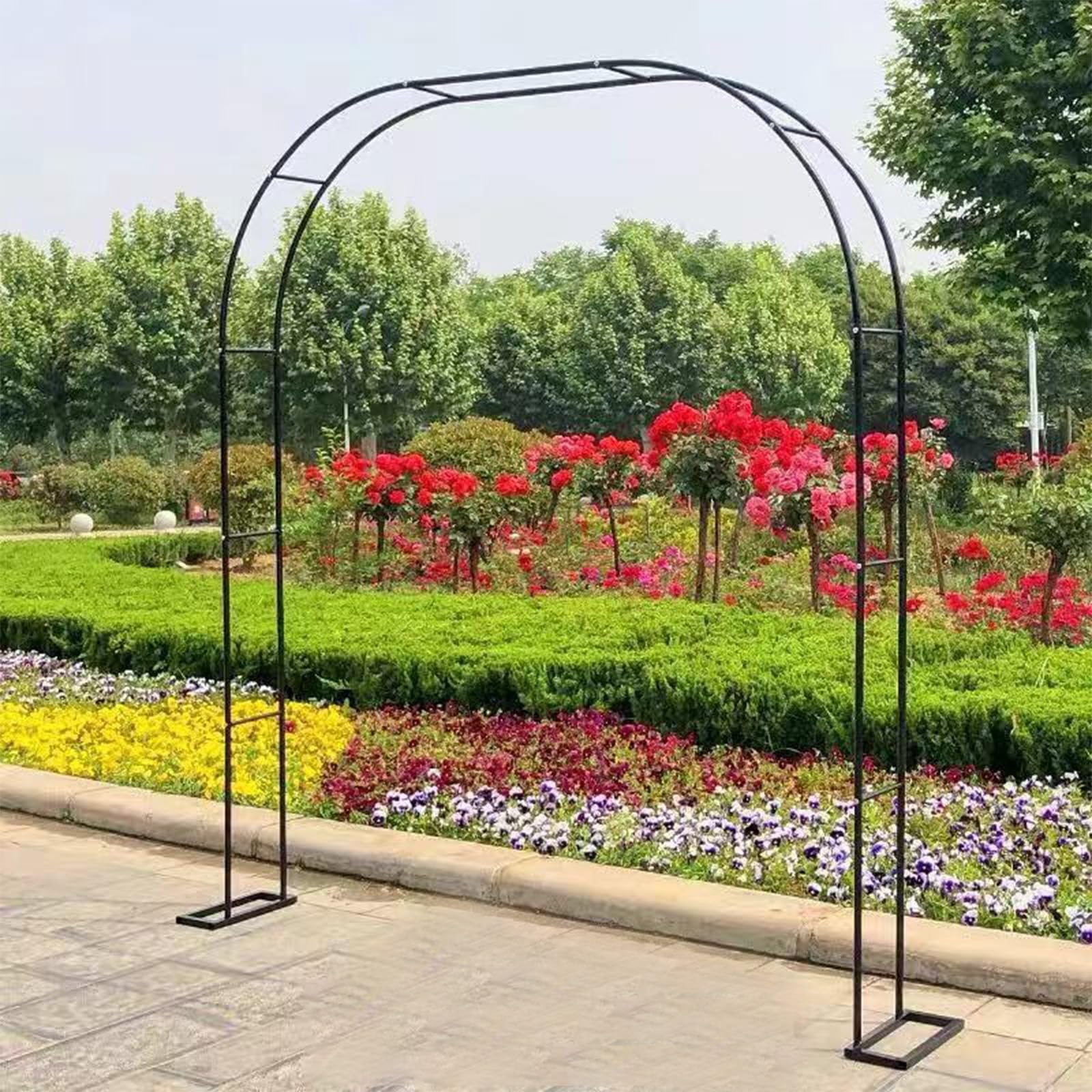 Traliccio Da Giardino Ad Arco 2,2m Per Piante Rampicanti | Tunnel Per Cetrioli, Fagioli E Rose | Struttura In Acciaio Rivestito Nero - 2