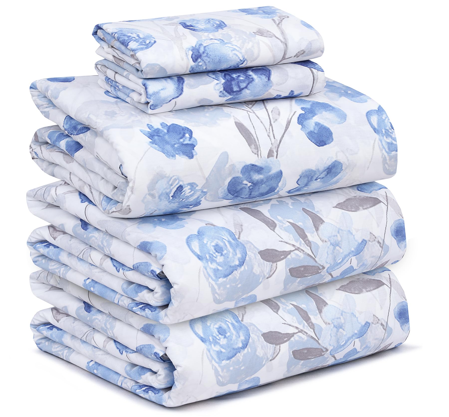 RUVANTI 100% Cotton Split King Sheets, Percale Sheet Set, Monotones