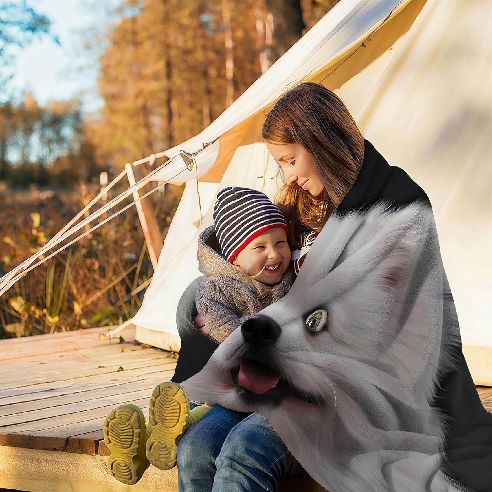 Uroczy Kocyk Szpic Krasnolud Realistyczne Psy Koc polarowy Flanelowa Mikrofibra 220 x 240 cm, Lekki, miękki, ciepły i wygodny, Odpowiedni do sypialni i salonu