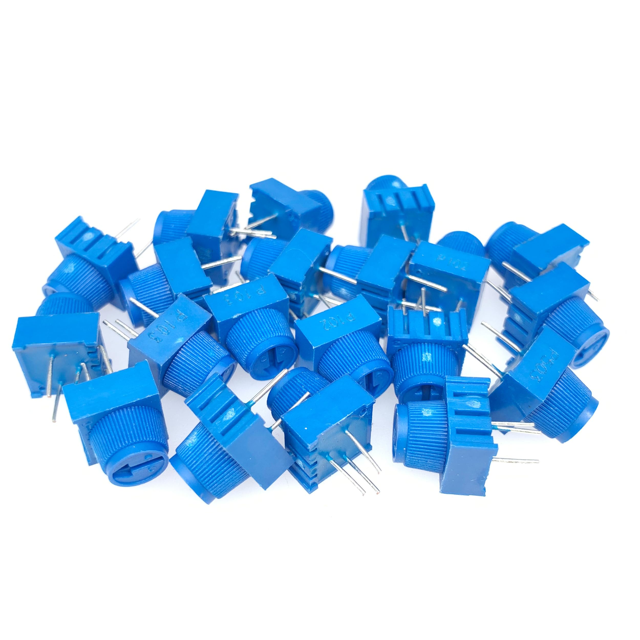 Potentiometer-Set mit blauen Knöpfen, Variabler Widerstand, 1 K, 10 K, 50 K, 100 K Ohm, 20 Stück