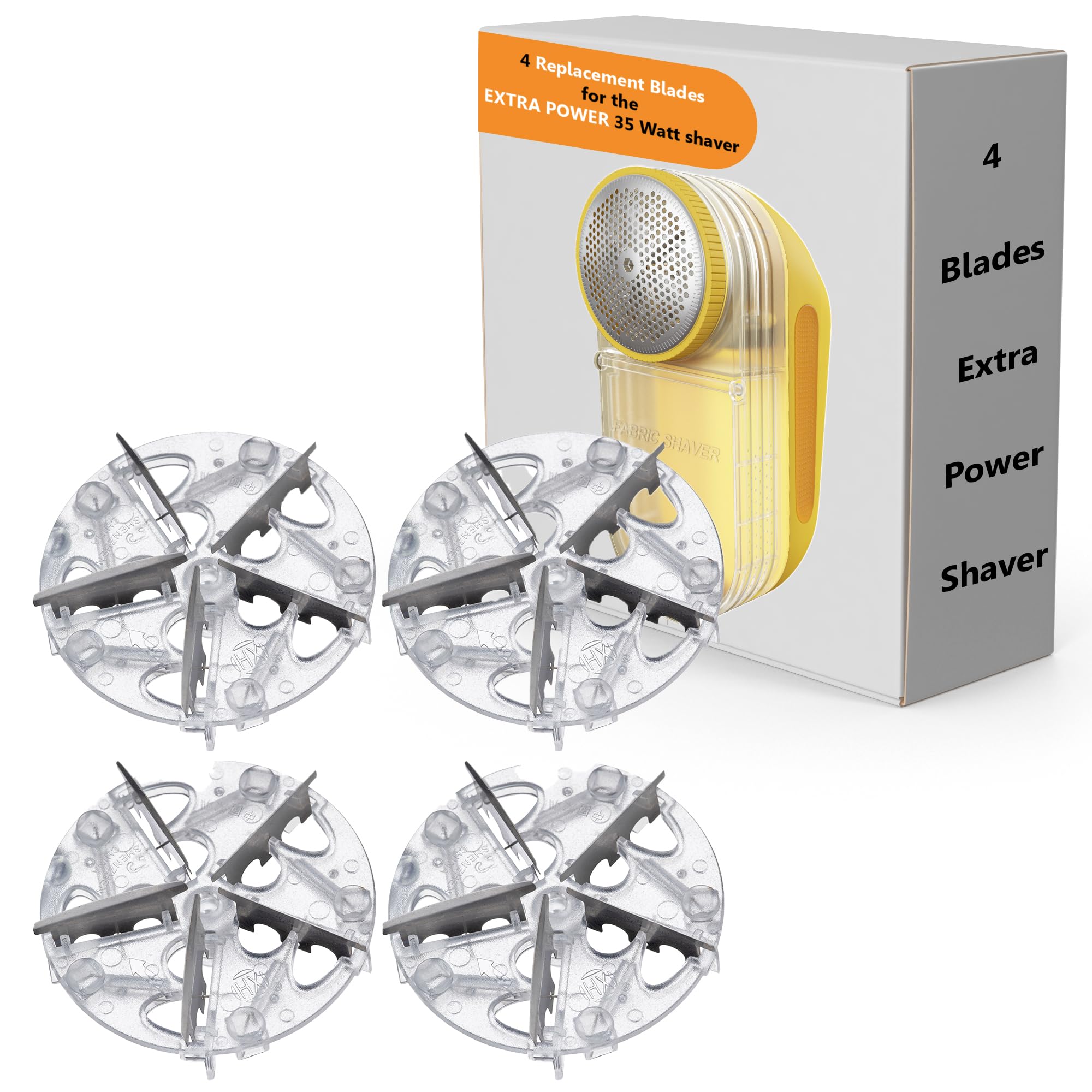 Pionix Extra Power Lint Remover Fabric Shaver Replacement Blades (4 Pack), Used to Replace The Blades of Pionix Fabric Shaver-Best Fuzz Pill Bobble Remover for Fabric Fleece Curtains Clothes, Clear