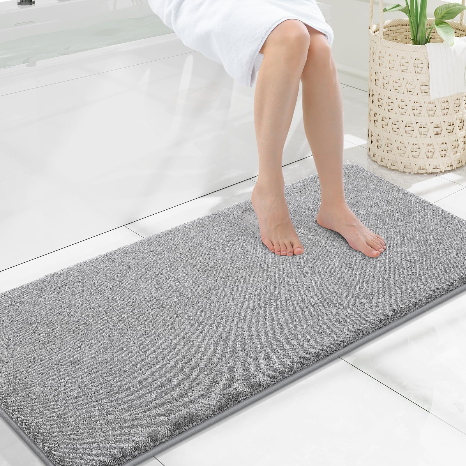 Smiry Smiry Memory Foam Bath Mat 47x20, Extra Soft Absorbent Bathroom Rugs