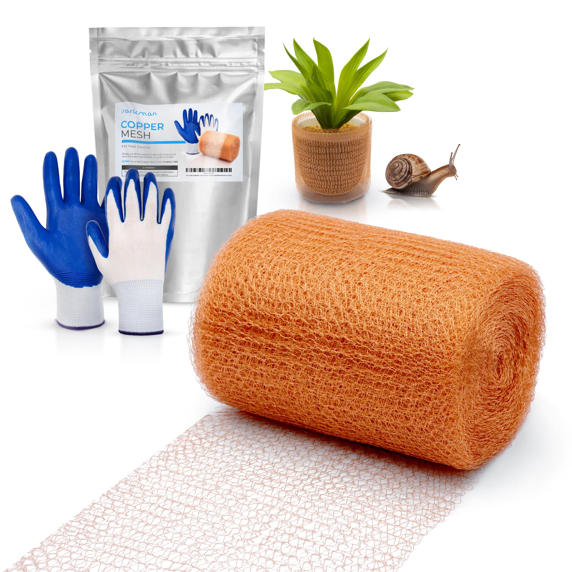 Sarkman Copper Mesh Slug Repellent - 12 Metre / 40 Feet Pure Rodent Pest Control Mesh - Durable & Pet Safe Garden Protector - Flexible, Cuttable Insect Barrier For Mice, Rats & Birds | Red