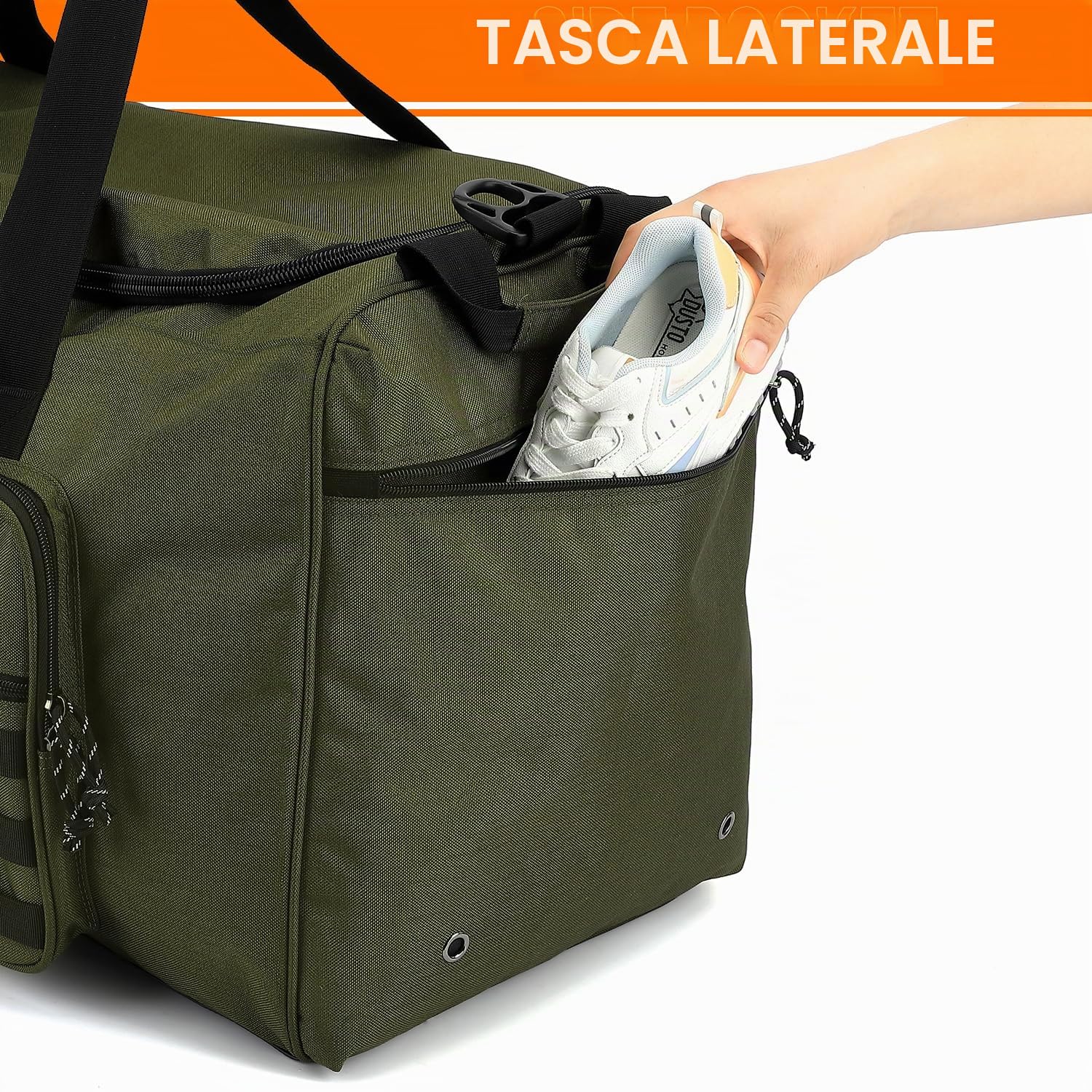 120L Borsone da Viaggio Grande Borsa Palestra per Uomo Donna Borsoni Sportivo Resistente Extra Grandi XL con Tracolla per Viaggi, Campeggio, Sport, Verde