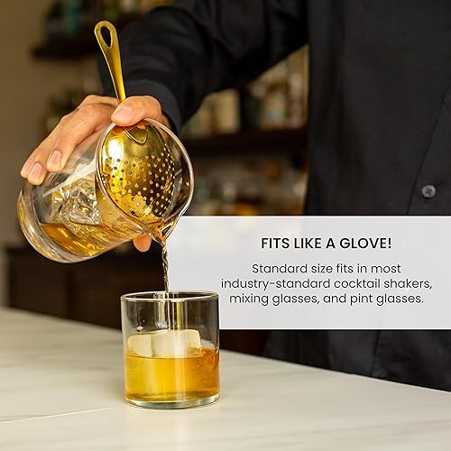 Miniatura 3 de A Bar Above Colador Julep de cobre antiguo, colador de cóctel de acero inoxidable 304 con mango redondeado, herramienta de camarero para mezclar