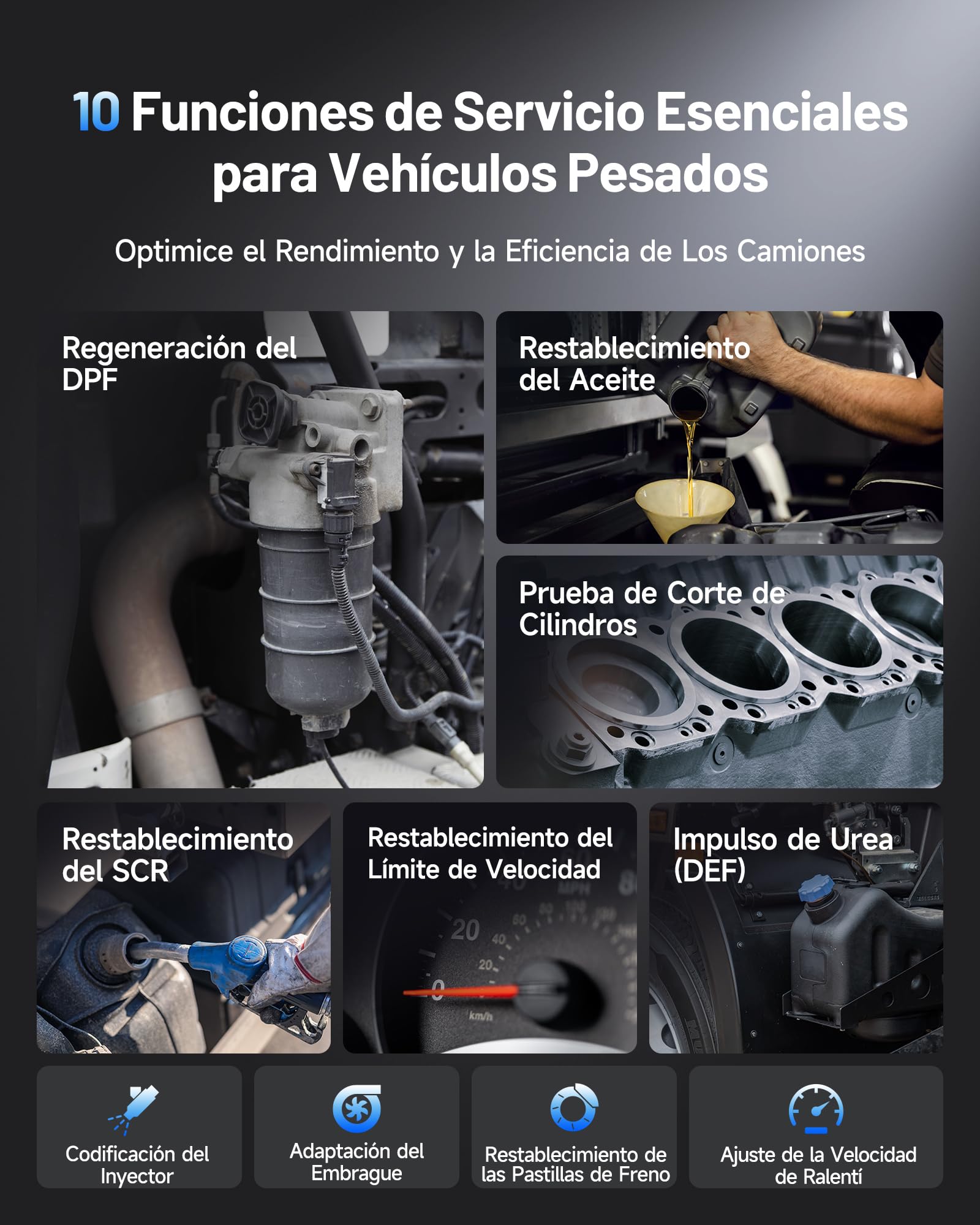 TOPDON ArtiDiag HD OBD2 Diesel y Gasolina Herramiento de Diagnóstico para Vehículos Pesados ​​Motores Diésel, 10 Servicios: DPF, Límite de Aceite/Velocidad, OBD/EOBD HD, Actualizaciones 2 Años