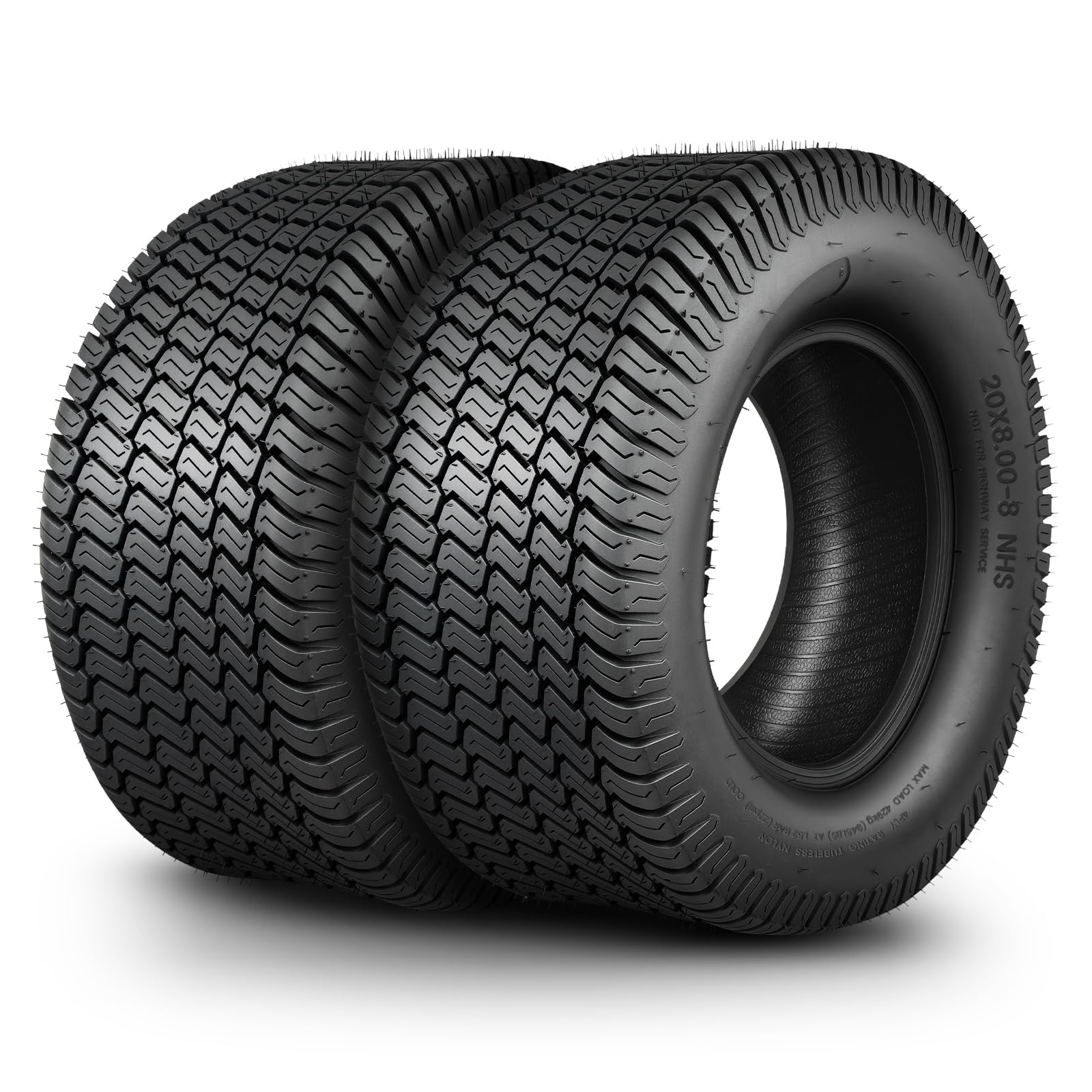 TRIPOWER 20x8.00-8 Lawn Mower Tires, Set of 2, 4PR Tubeless NHS Turf Tires