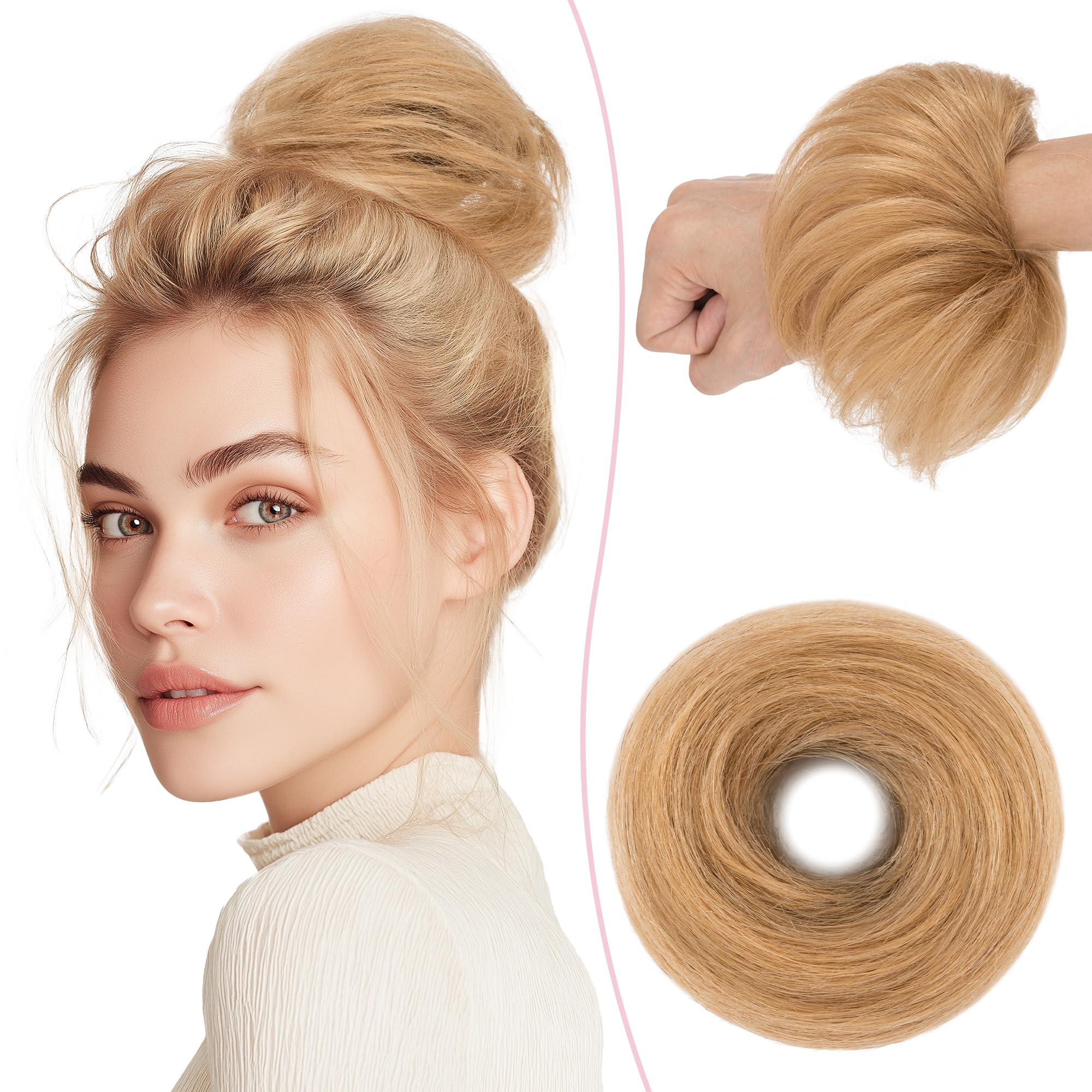 SEGO Pro Haarteil Mit Gummiband Echthaar Dutt Haarteil Echthaar Haargummi Mit Haaren Glatt Hair Messy Bun Hochsteckfrisuren Haarverlängerung für Damen Mädchen