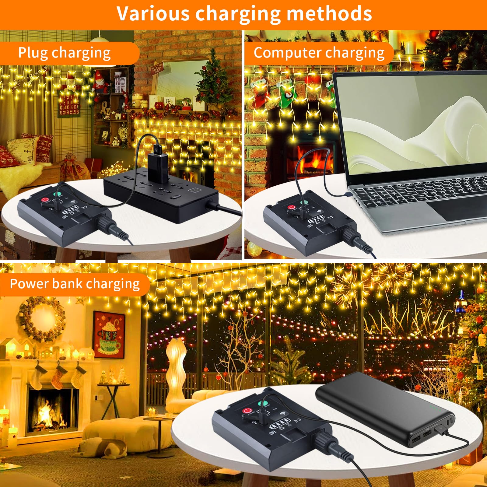 Solari Tenda Luminosa Esterno [20m + 5m], 660LEDs Luci Natale Esterno con 2500mAh Pannello Solare,Collegabili,8 Modalità,Luminosità Regolabile,IP65 Luci Natale Esterno Cascata [Bianco Caldo]