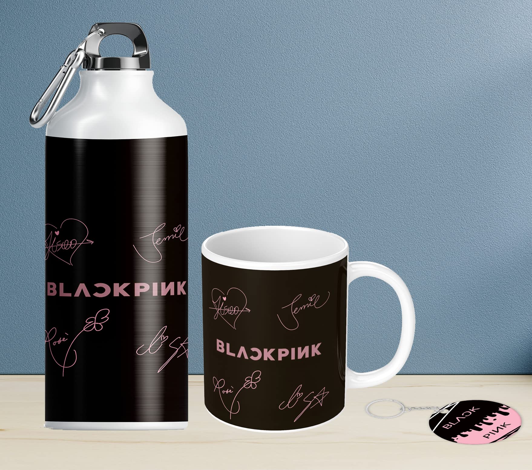 NH10 DESIGNS Blackpink Printed Coffee Mug, 600ml Sipper and Keychain Gift Set for Girls, Boys, Friends, Men, Birthday Gift, Pack of 3 (Microwave Safe Ceramic Tea Coffee Mug-350ml) BPALLV 70
