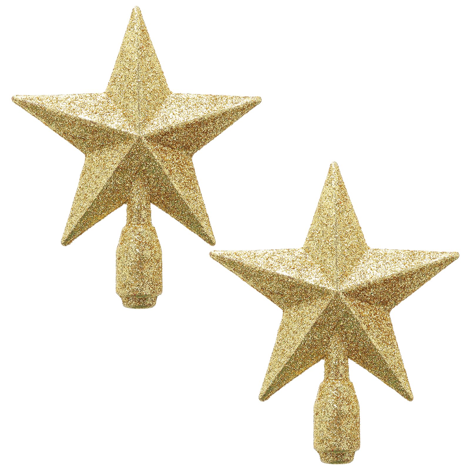 2 Pack Glitter Mini Star 4 Inch Christmas Tree Topper Decorative Holiday Small Treetop Plastic Ornaments for Christmas Home Decoration Birthday Party(Gold)