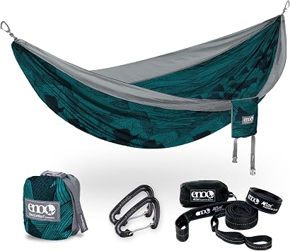 ENO Bundle, Includes The SingleNest Hammock & Atlas Suspension System, Lightweight, Durable Hammock with Straps for Camping, Hiking & Travel, Print Mountains to Sea/Grey
