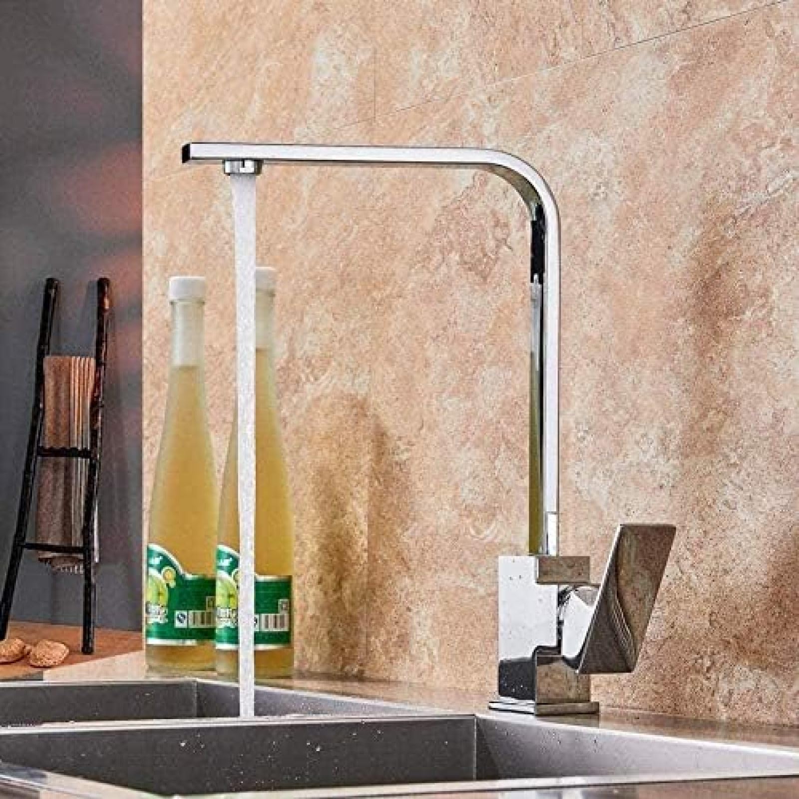 KHPGQIAS Faucet Chrome Kitchen Faucet Deck Kitchen Sink Faucet High Arch 360 Degree Rotating Swivel Cold Hot Mixer Water Tap