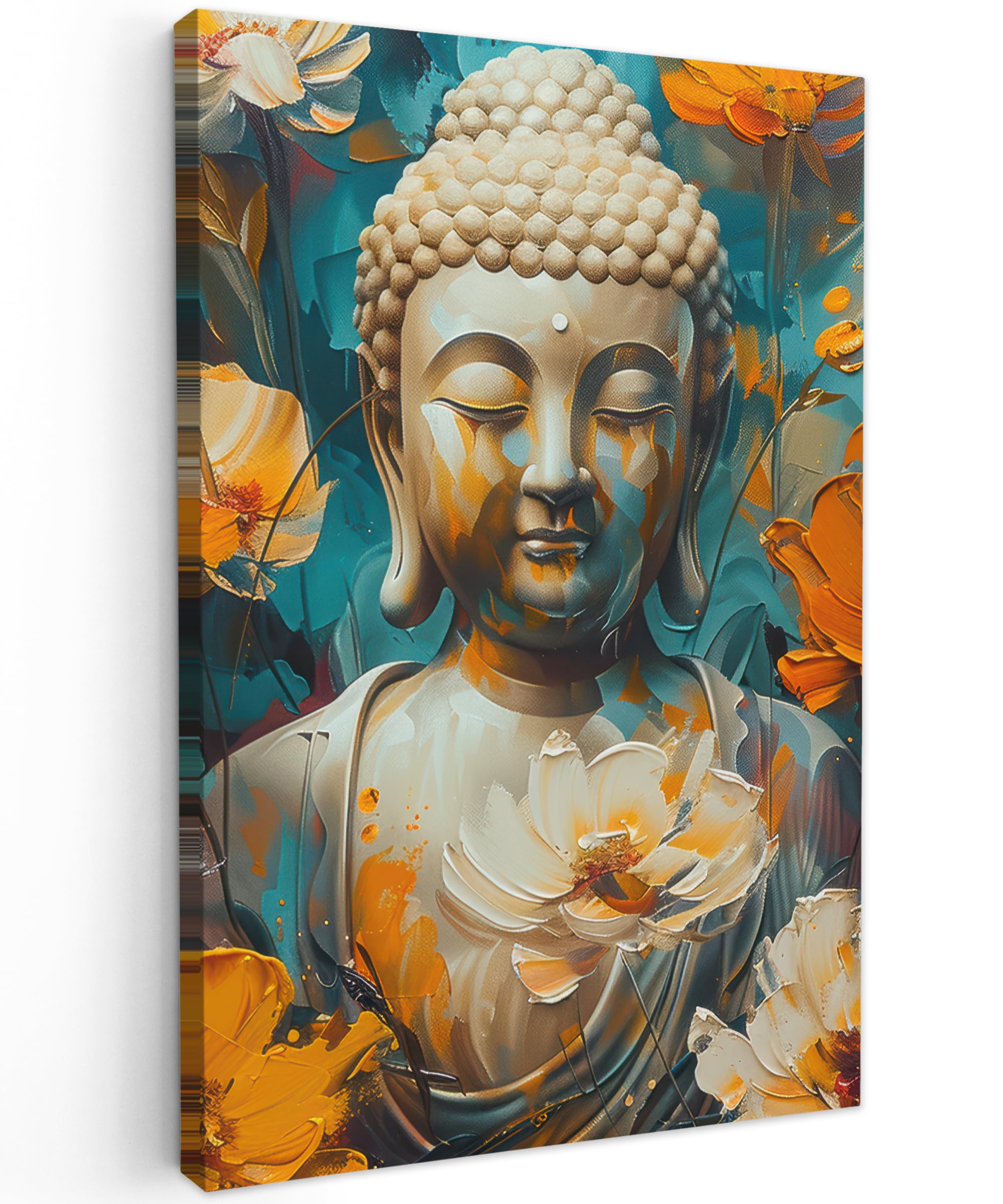 MuchoWow© Wandbilder Klein 20x30 cm Mini Wohnzimmer Wanddeko Schlafzimmer Zimmerdeko Wandgemälde Zimmer Deko auf Wand Dekoration Wall Art Buddha - Zen - Blume - Spirituell - Aquarell - Kunst
