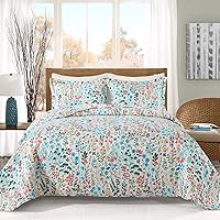 Vista 105 de VAPUTAR Juego de ropa de cama tamaño Queen – 3 piezas, edredón bohemio, colcha reversible ligera para dormitorio de granja (floral)