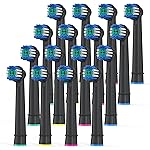 Keosaa Replacement Toothbrush Heads Compatible with Oral B, Pack of 16 Professional Electric Toothbrush Heads Oral-b 7000, Clean, Pro 1000, 9600, 500, 3000, 8000 (Black)