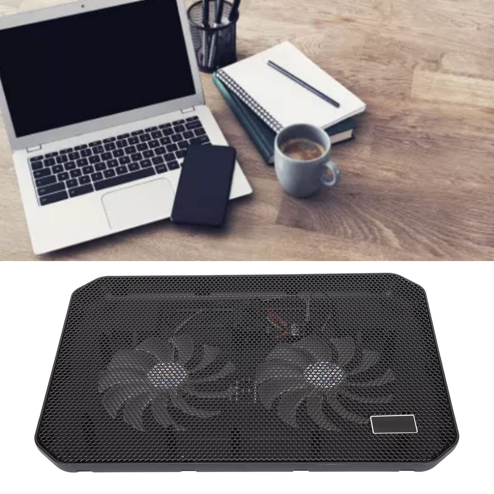 Base di raffreddamento per laptop Doppie ventole Angolo ergonomico Dissipazione rapida del calore Porta USB Dispositivo di raffreddamento silenzioso per laptop fino a 17 pollici