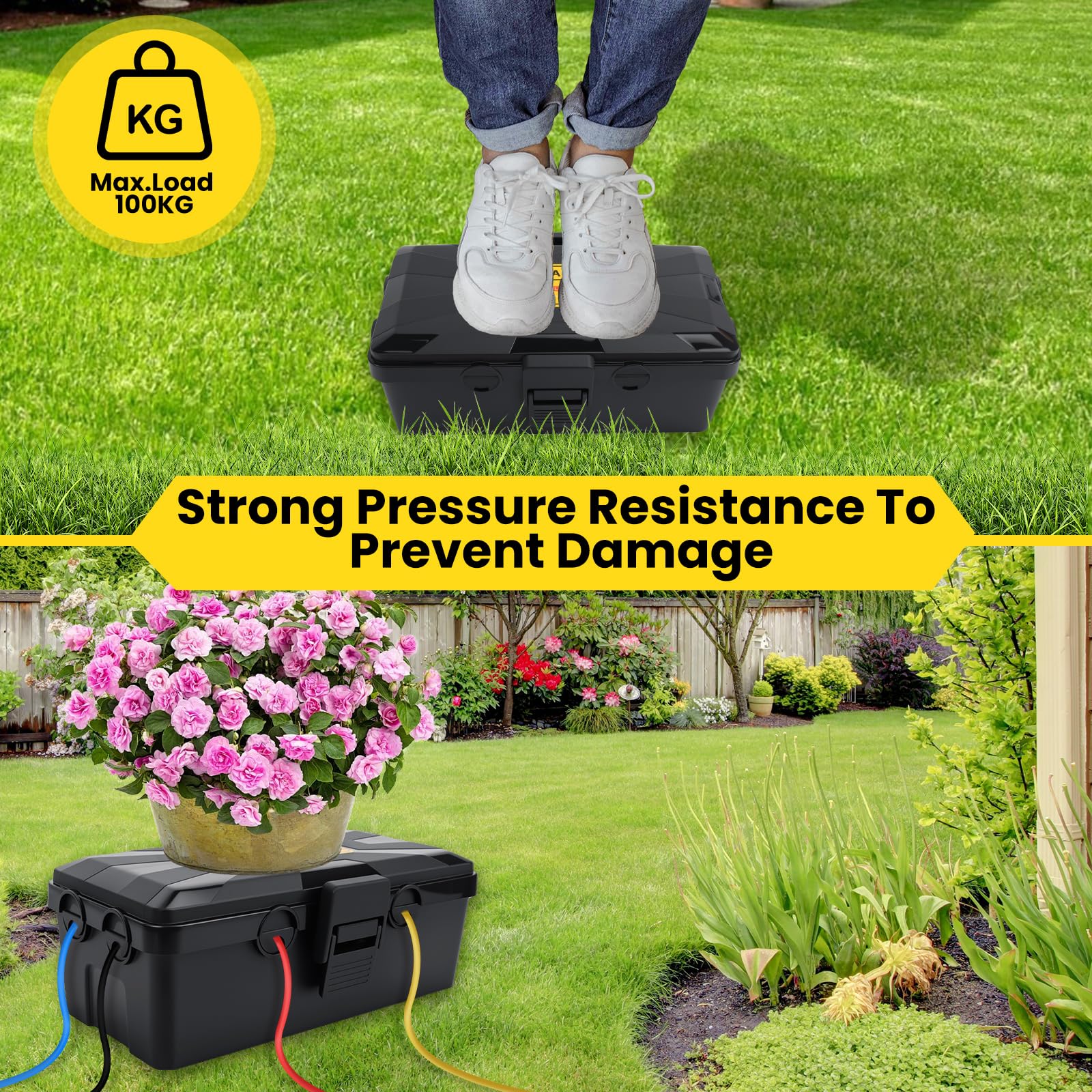 Outdoor Electrical Box Waterproof, IP54 Weatherproof Extension Cord Cover with 6 Cable Entries - Image 3