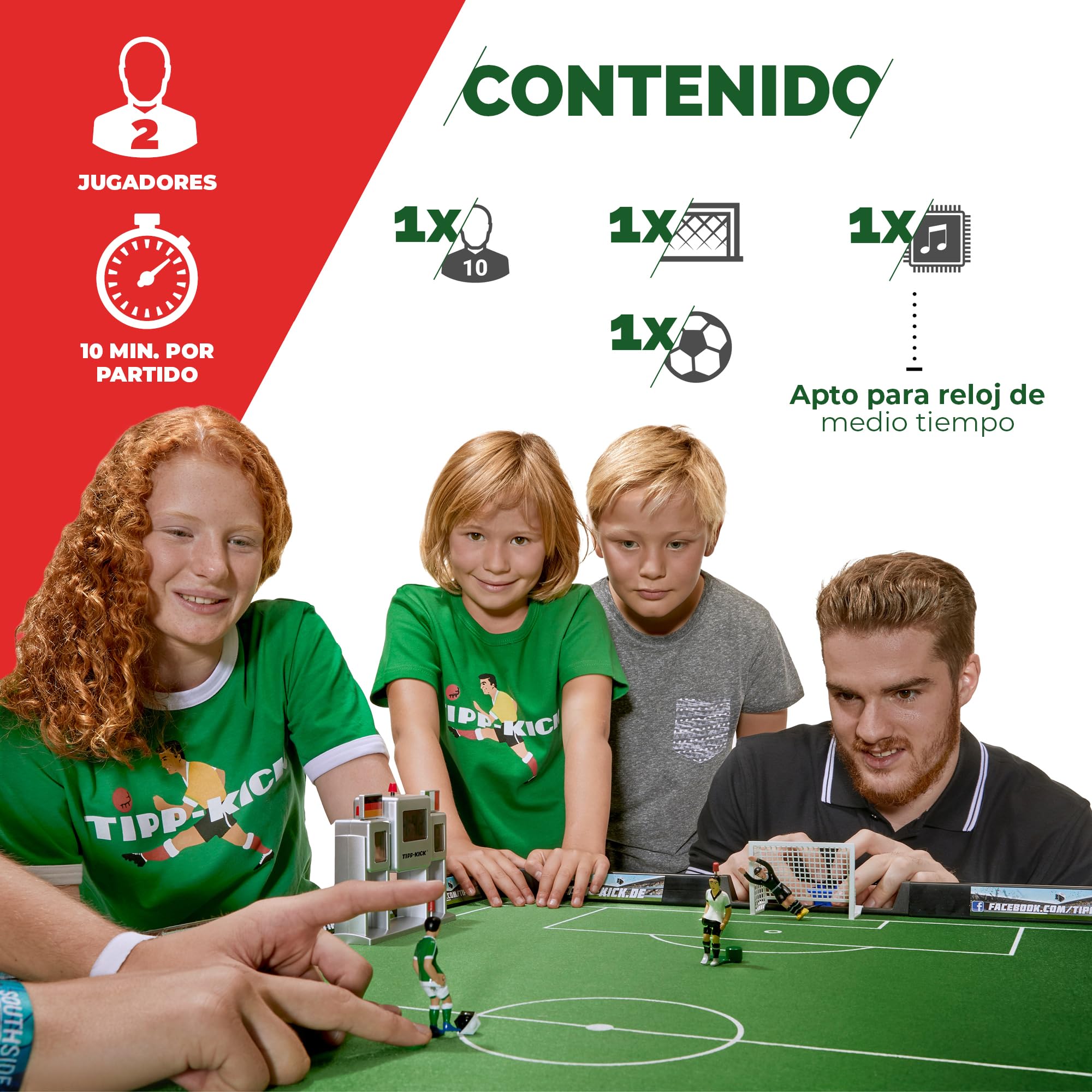 TIPP-KICK Cup 108x71 cm con Borde – Futbolín Listo para Jugar con 2X Jugadores, 2X guardametas, 2X porterías de Redes, 2X Pelotas I Terreno de Juego Hecho de Fieltro