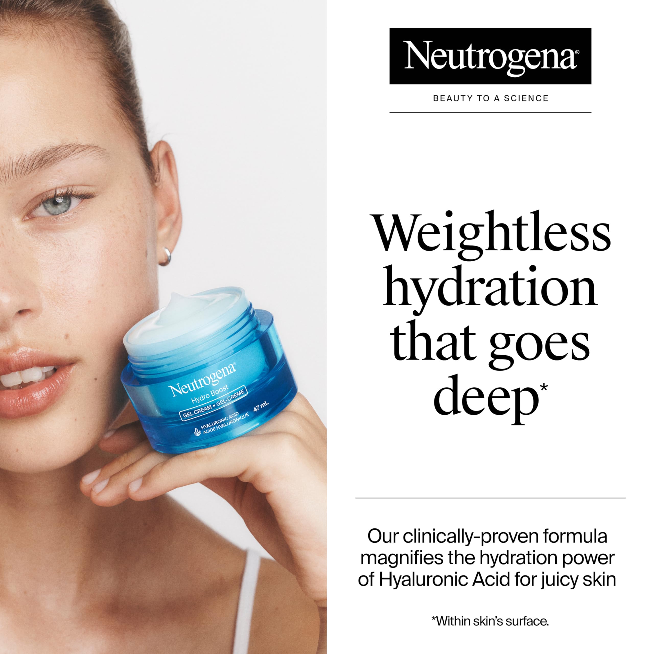 Neutrogena Hydro Boost Gel Cream Face Moisturizer - Oil-Free Facial Cream with Hyaluronic Acid for Dry Skin - Lightweight, Non-Comedogenic Daily Hydrating Formula, 47mL - 3