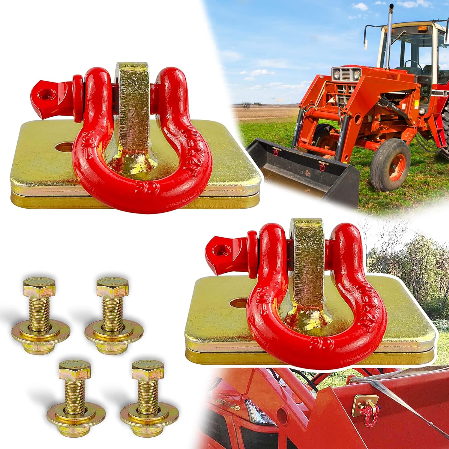 VONLX Bolt on Tractor Bucket Grab Clevis Mount Hooks with 1