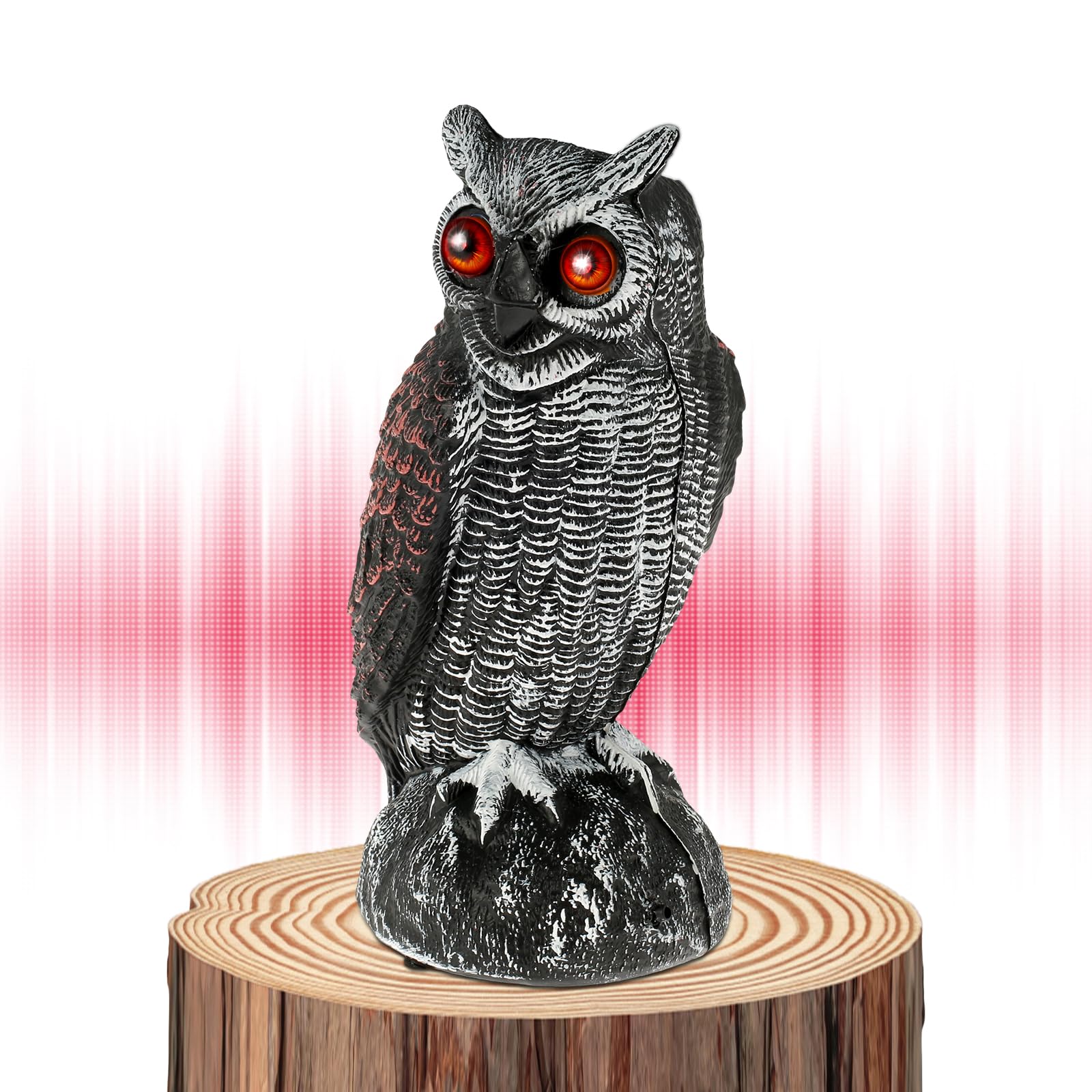 Solar Owl Decoys with 2 Working Modes,Solar Owl Scarecrow Waterproof Realistic,Life-Like Eyes Eagle Bird Pigeon Deterrent Seagull Deterrent Scares Birds Squirrels away from Gardens Boats Orchard Crop