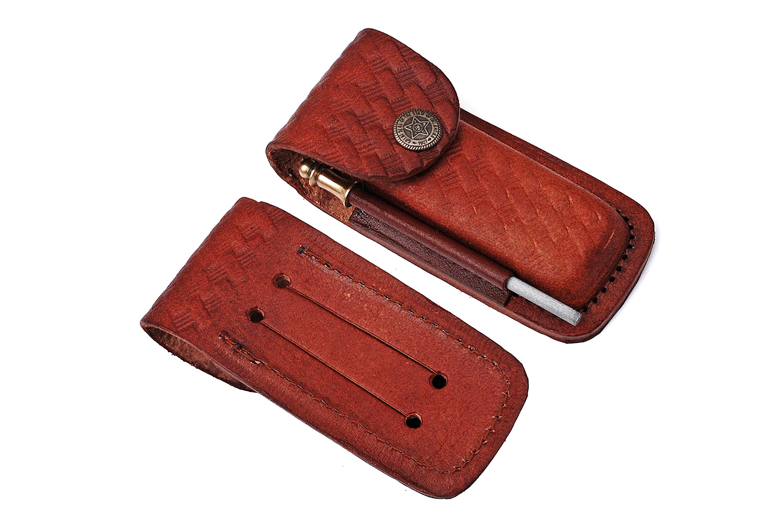 Handmade Damascus Steel Pocket Knife & Knife Sharpener Damascus