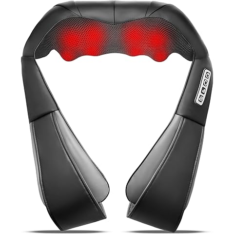 Shiatsu Neck and Back Massager with Heat, Electric Deep Tissue Kneading Neck and Sh...