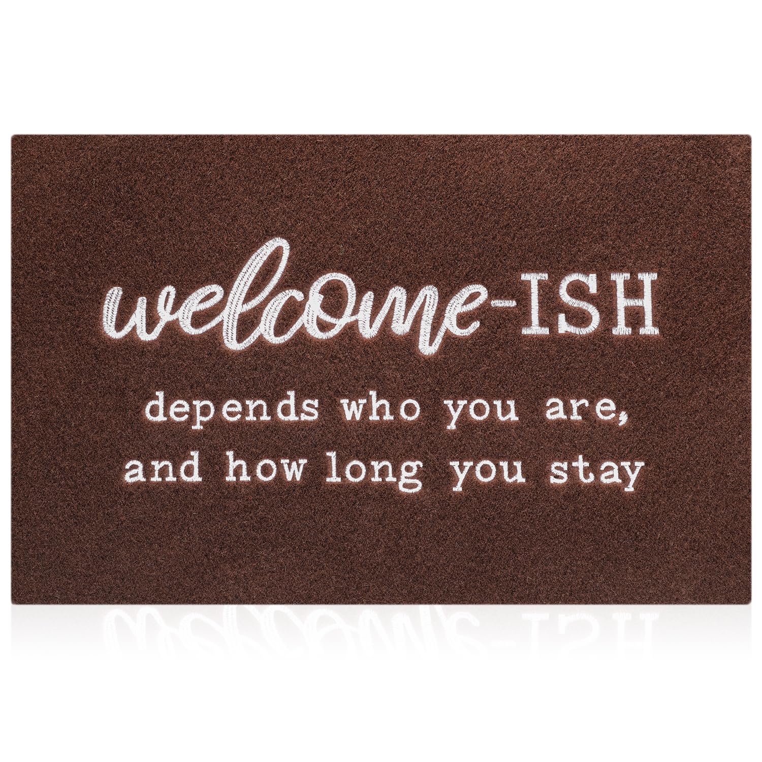 JJUUYOU Large Door Mat Outdoor Entrance Durable Welcome Mat for Front Door Outside Entryway Funny Doormat Non Slip Rubber Back Mats Black Welcome-ish Low Profile Mats for Entry Patio Shoe Doormats