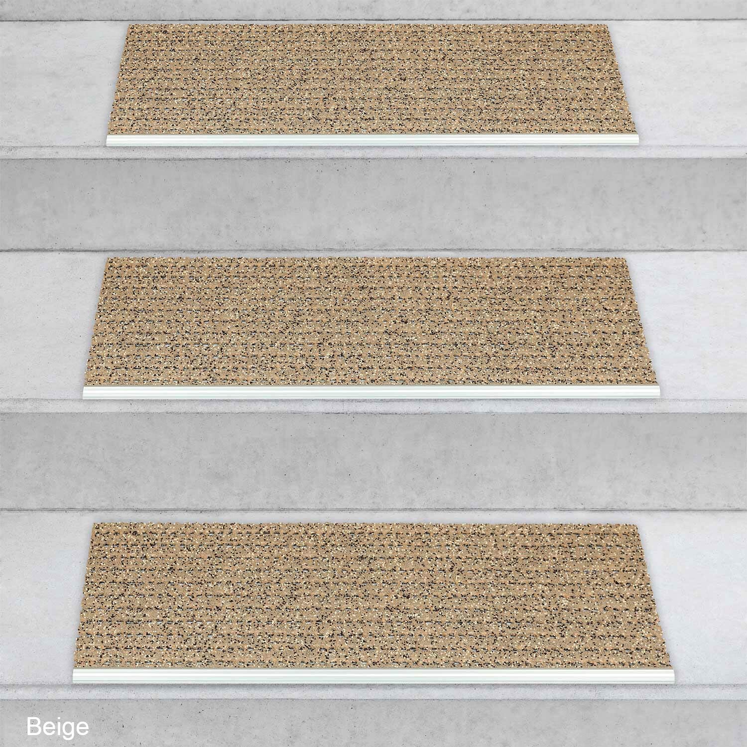 Kettelservice-Metzker Sicherheits-Stufenmatte mit Aluprofil, Antirutschmatte für den Außenbereich Beige 65x24cm, witterungsbeständig