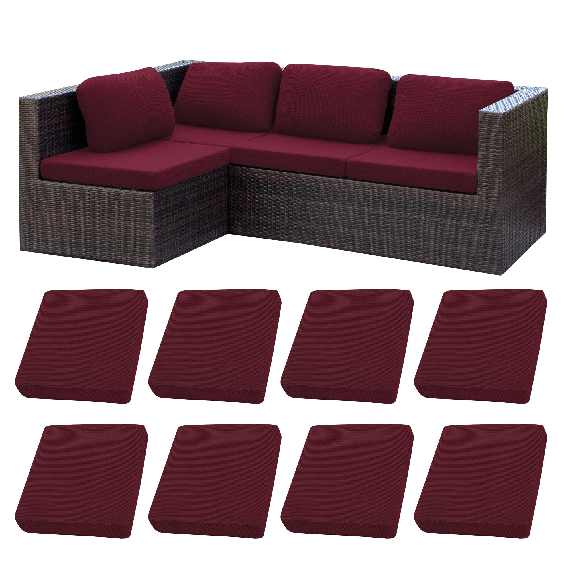 8 Pcs Outdoor Cushion Covers, Patio Sofa Cushion Covers Replacement