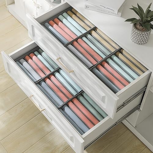 Miniatura 7 de Qozary Paquete de 4 organizadores de cajones para ropa 10 rejillas plegables para cajones de aparador organizador de ropa para ropa plegada