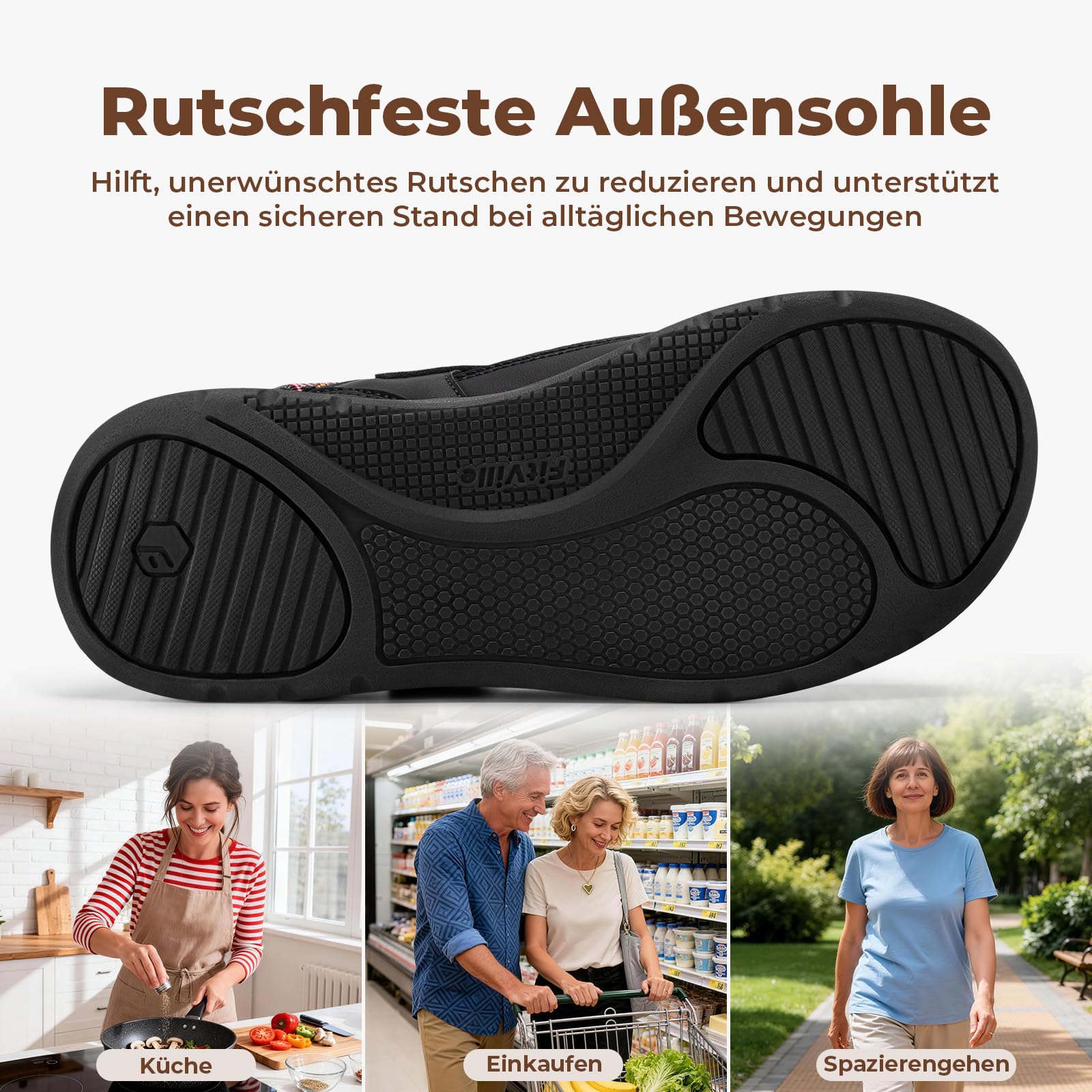 FitVille Extra Weite Mary Jane Sandalen Damen Sommerschuhe mit Klettverschluss Pflege Walking Schuhe Senioren Leicht Halbschuhe Senioren Atmungsaktive Freizeit Reise Vorne Geschlossen für Breite Füße